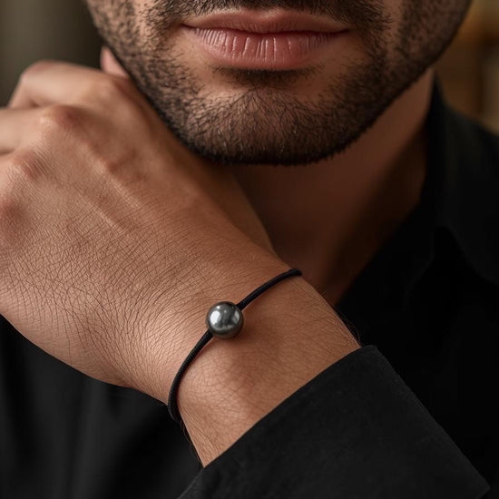 Photo bracelet eclipse or blanc 10 mm cm noir